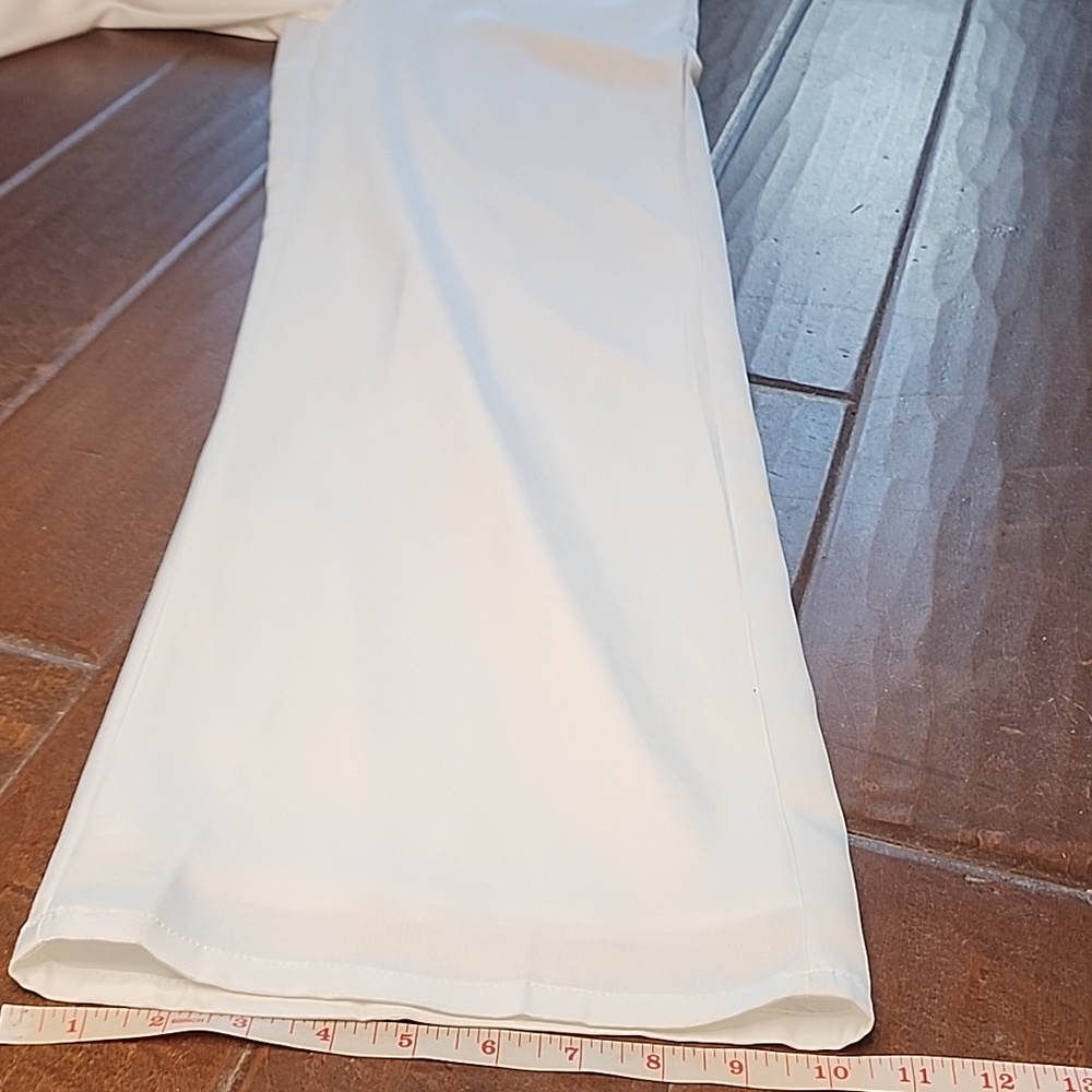 Lulus Ultimate Allure Ivory Satin Wide Leg Sleevless Plung V-Neck Jumpsuit - Picture 12 of 16